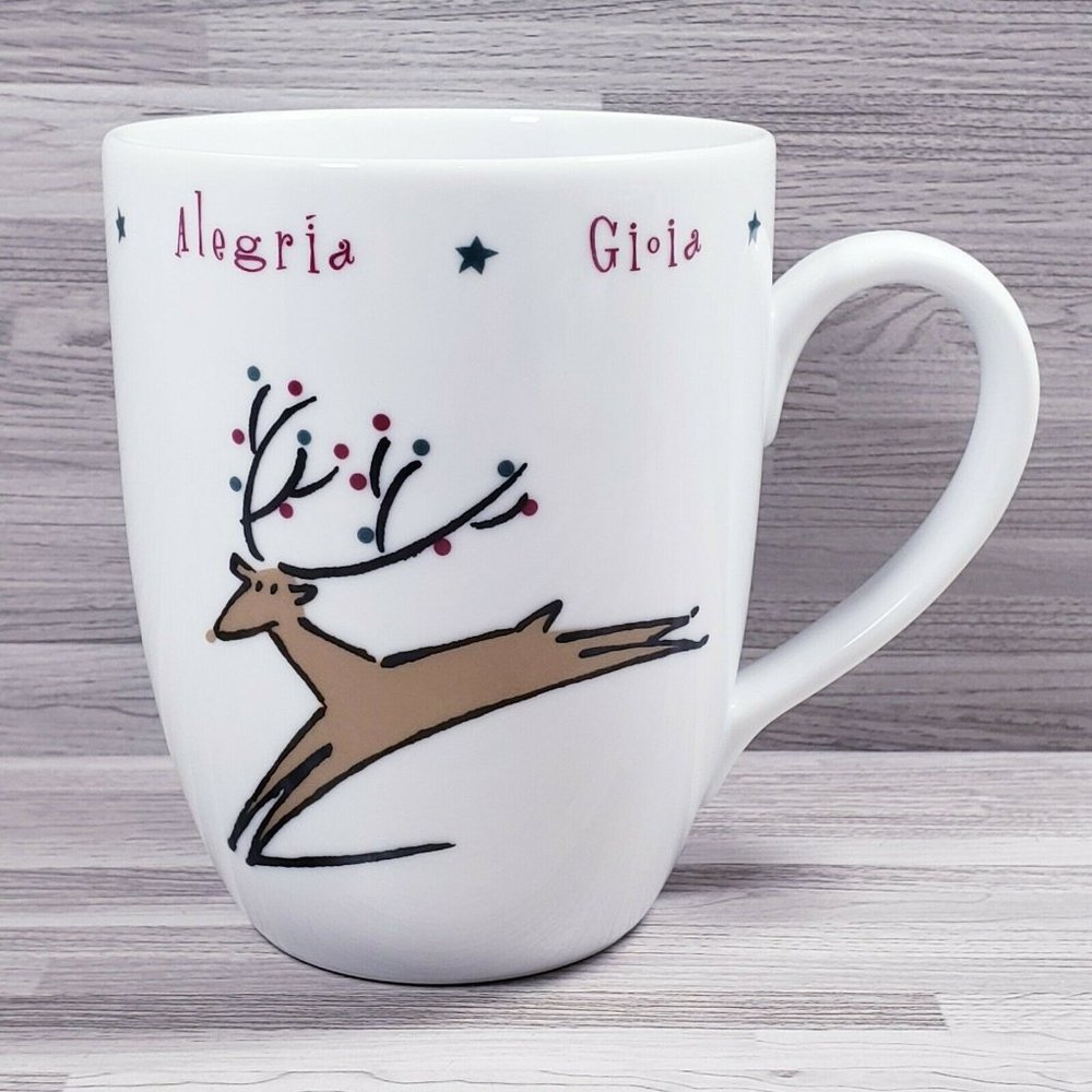 World Market Reindeer Christmas Holiday 10 oz. Coffee Mug Cup White